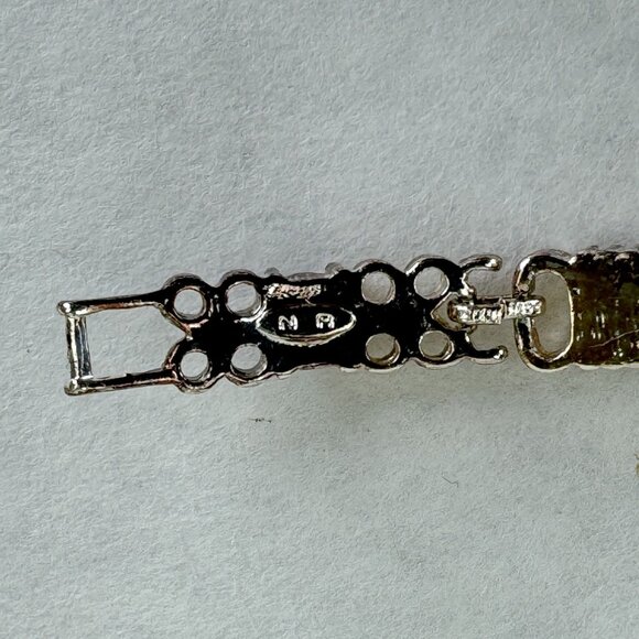 Vintage AVON NR Silver-Tone Rhinestone Crystal Bracelet Fold Over Clasp 8 inch - Picture 6 of 13